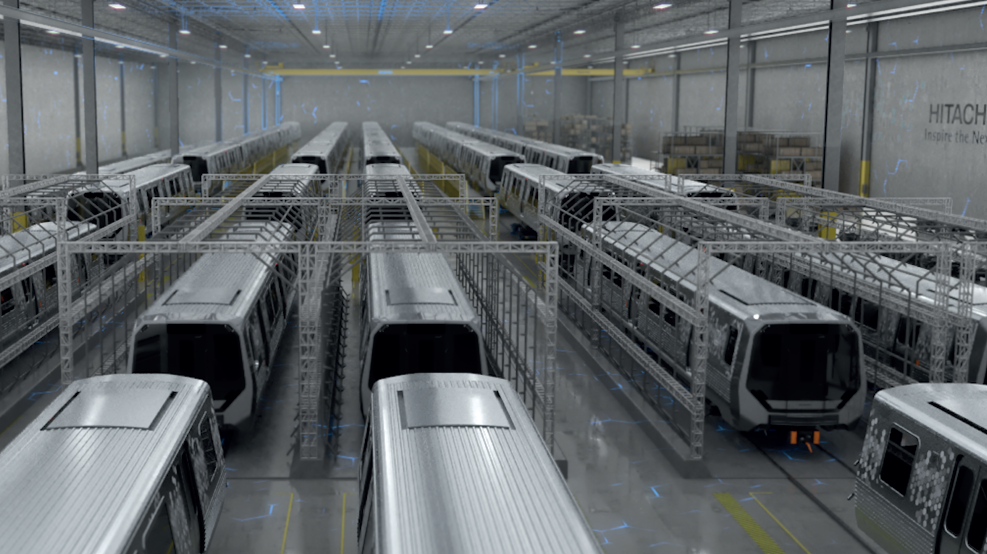 A rendering of the interior of Hitachi Rail's $70-million Hagerstown, Md., train factory.