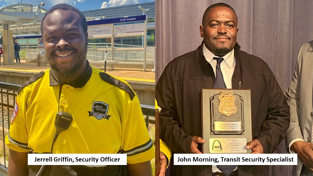 Left, Security Officer Jerrell Griffin and right, Transit Security Specialist John Morning.