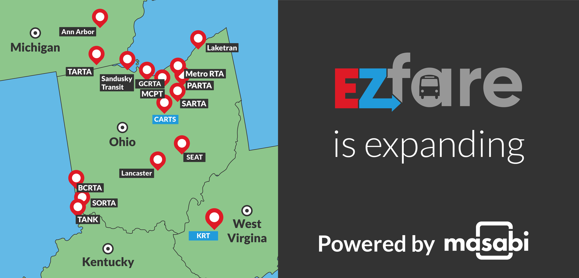 Where EZFare is used across a four-state region.