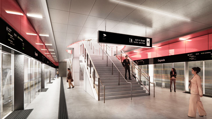 A conceptual rendering of the platform at the future Osgoode Ontario Line station.