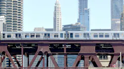 Train on Wells Street Bridge Train on Wells Street Bridge