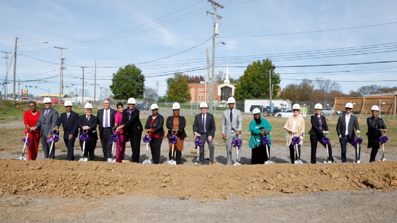 The WeGo groundbreaking from left to right: Senator Brenda Gilmore; Metro Council Member Brandon Taylor; Michael Patton, son of Dr. Ernest Rip Patton, Jr.; Nashville Mayor John Cooper; WeGo CEO Steve Bland; Rita Roberts-Turner; Nashville MTA Chair Gail Carr Williams; Metro Council Member Sharon Hurt; Metro Council Member Kyontze Toombs; Deputy Governor and Commissioner of Transportation Butch Eley; Representative Harold Love, Jr.; Metro Council Member Zulfat Suara; Nashville MTA Vice Chair Janet Miller; Nashville MTA Board Member Jessica Dauphin; Metro Council Member Freddie O&rsquo;Connell; and Metro Council Member Jennifer Gamble.