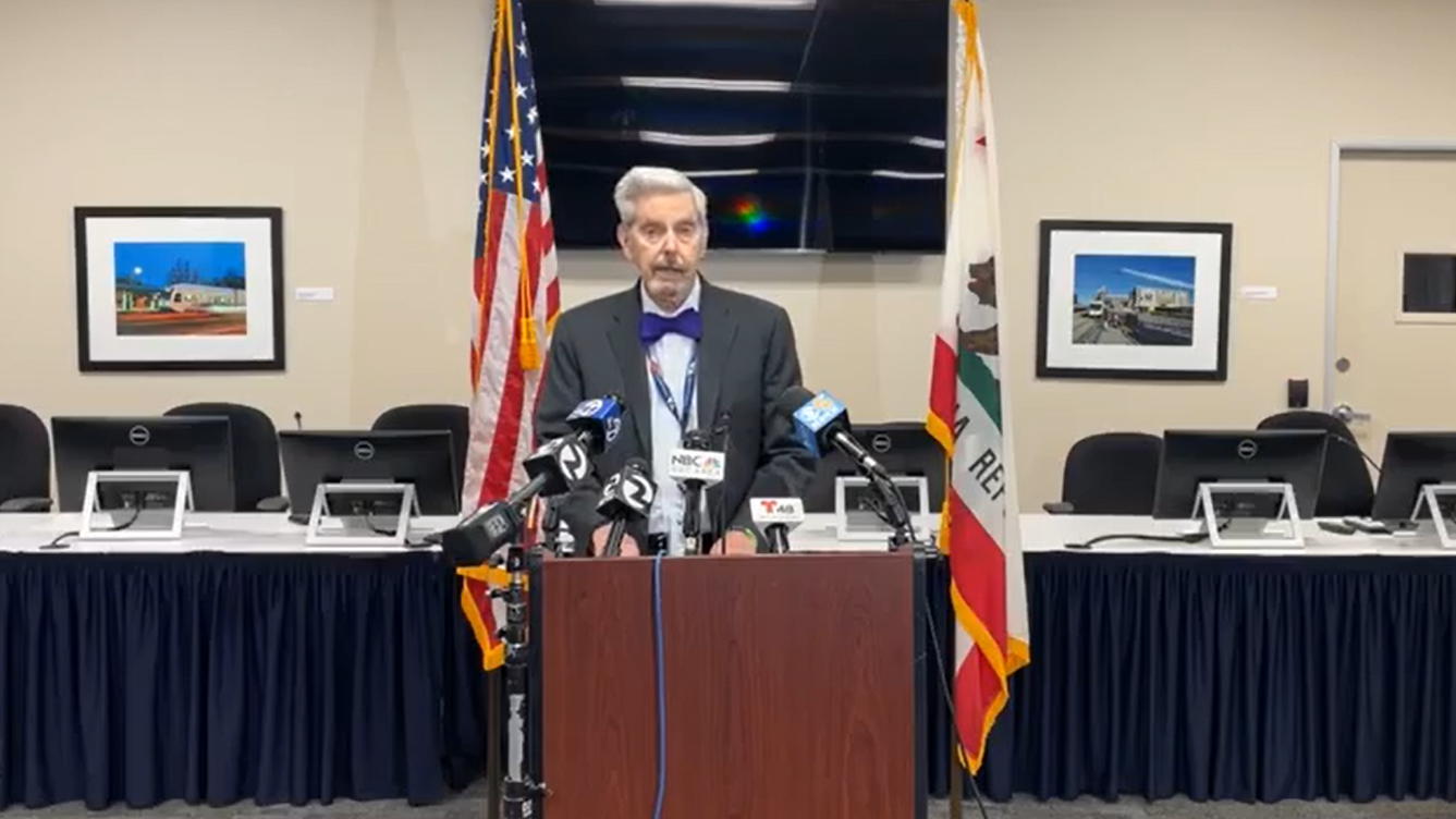 Jim Lawson, chief of external affairs at Santa Clara VTA, speaks during a late afternoon press conference on Dec. 12. The authority released findings of an independent investigation assessing if there was anything the authority could have or should have done to prevent the May 26, 2021, mass shooting at Guadalupe Yard.