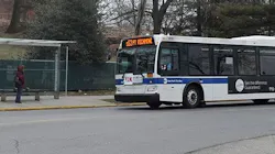 MTA bus parked next to a stop MTA bus parked next to a stop