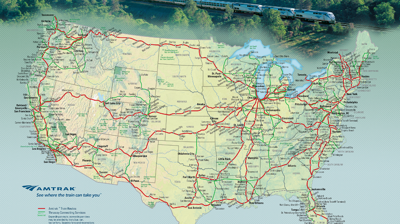 Amtrak 2022 system map.