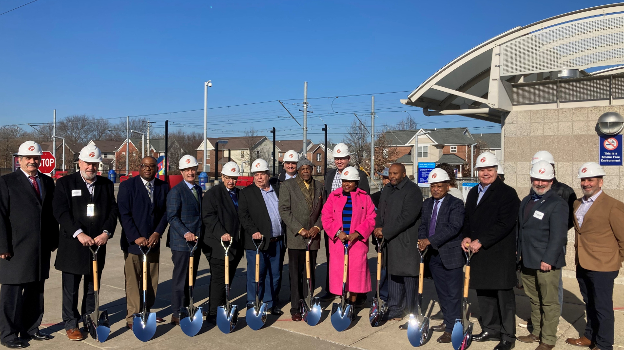 Members of the St. Clair County Transit District gathered at the Emerson Park Transit Center to mark the official start of construction on the new, $13,584 Public Safety Center.