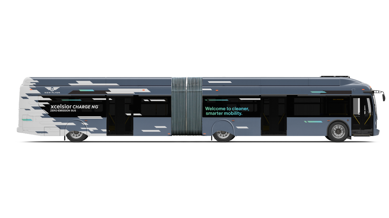 New Flyer Xcelsior CHARGE NG&trade; 60-foot heavy-duty transit buses.