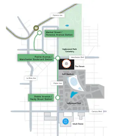 A map of the Inglewood Transit Connector. A map of the Inglewood Transit Connector.