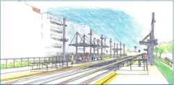 A rendering of the Anaheim Canyon Metrolink station A rendering of the Anaheim Canyon Metrolink station