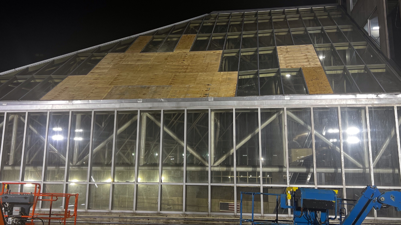 MBTA continues work on the Alewife Station parking garage after a vehicle crashed into the top floor on Feb. 4.