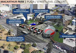 A concept for the station at street-level from a presentation given to the L.A. Metro Board. A concept for the station at street-level from a presentation given to the L.A. Metro Board.