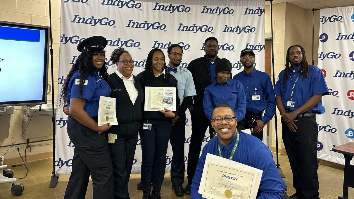IndyGo's most recent graduates of its operator training program at the beginning of March. A grant from IAAQLI will support the agency's recruitment efforts with a goal of adding 250 members of African American or other minority communities.