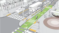 A rendering of planned Complete Streets improvements in Montgomery County, Md. A rendering of planned Complete Streets improvements in Montgomery County, Md.
