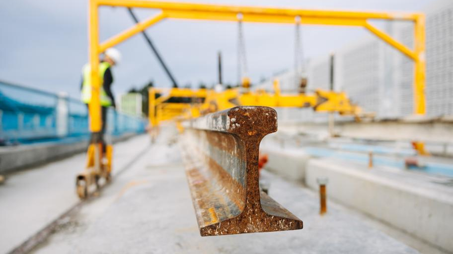 File photo of rail to be installed on Sound Transit's Lynwood Link in 2021. The project was one of 18 in FTA's CIG Program the Biden Administration included in its budget request for FY2024.