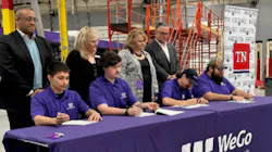 The signing, front left to right- Apprentice signees: Diego Alvarez, Remington Stewart, David Goodlow and Mathew Cordova. Back row: Vince Malone, chief of staff and administration; Steffany Daniel, apprenticeship specialist, apprenticeship Tenn., Kym Tucker, WeGo director of administration and Steve Bland, WeGo CEO. Apprentices not pictured: Daniel Model and Hunter Burnette. The signing, front left to right- Apprentice signees: Diego Alvarez, Remington Stewart, David Goodlow and Mathew Cordova. Back row: Vince Malone, chief of staff and administration; Steffany Daniel, apprenticeship specialist, apprenticeship Tenn., Kym Tucker, WeGo director of administration and Steve Bland, WeGo CEO. Apprentices not pictured: Daniel Model and Hunter Burnette.