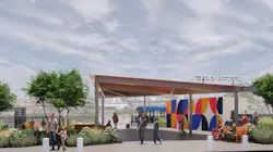A rendering of the 'Transit Stop Transformation Project” at the 5th and Missouri Transit Center in East St. Louis. A rendering of the 'Transit Stop Transformation Project” at the 5th and Missouri Transit Center in East St. Louis.