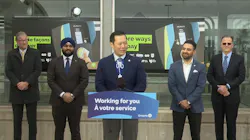 Ontario Associate Minister of Transportation Stan Cho speaks in Brampton to announce several regional transit systems will allow debit cards to be directly tapped to PRESTO readers as an option to pay for transit trips. Ontario Associate Minister of Transportation Stan Cho speaks in Brampton to announce several regional transit systems will allow debit cards to be directly tapped to PRESTO readers as an option to pay for transit trips.