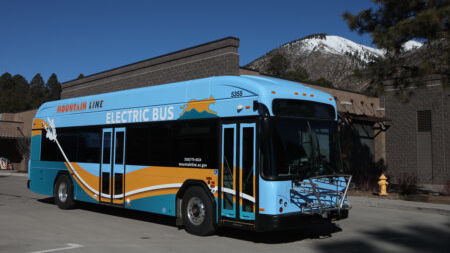Mountain Line in Flagstaff, Ariz., placed its first electric bus into service on April 26.