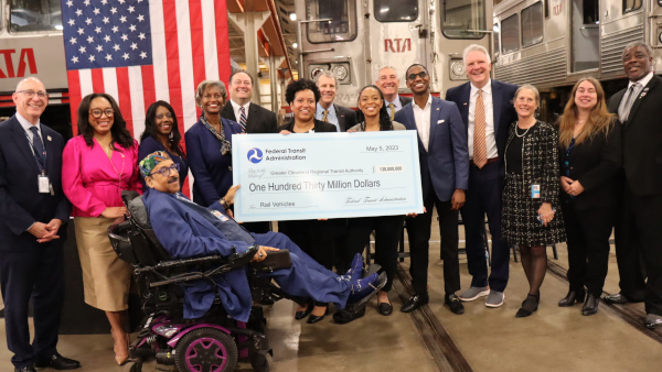 FTA officials joined GCRTA at an event to mark the awarding of a $130 million grant that will allow the authority to purchase up to rail cars.
