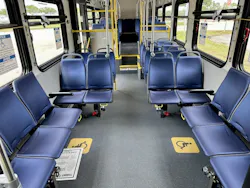 The inside of one of Tampa International Airport's new electric buses. The inside of one of Tampa International Airport's new electric buses.