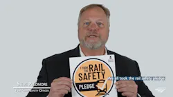 A screenshot from Amtrak's video promoting the OLI Rail Safety Pledge. The video featured top Amtrak leaders, including EVP and Chief Safety Officer Steve Predmore. A screenshot from Amtrak's video promoting the OLI Rail Safety Pledge. The video featured top Amtrak leaders, including EVP and Chief Safety Officer Steve Predmore.
