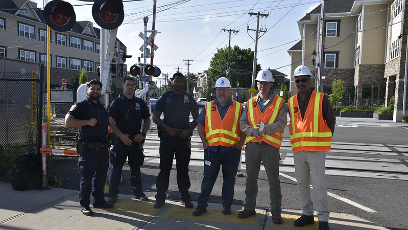 MTA staff and police partners worked to inform motorists and pedestrians about grade-crossing safety as part of International Level Crossing Day.