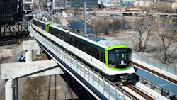 REM trains began test runs in late June along the South Branch of the project. REM trains began test runs in late June along the South Branch of the project.