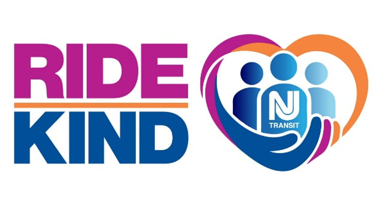 NJ Transit's 'RIDE KIND' logo.
