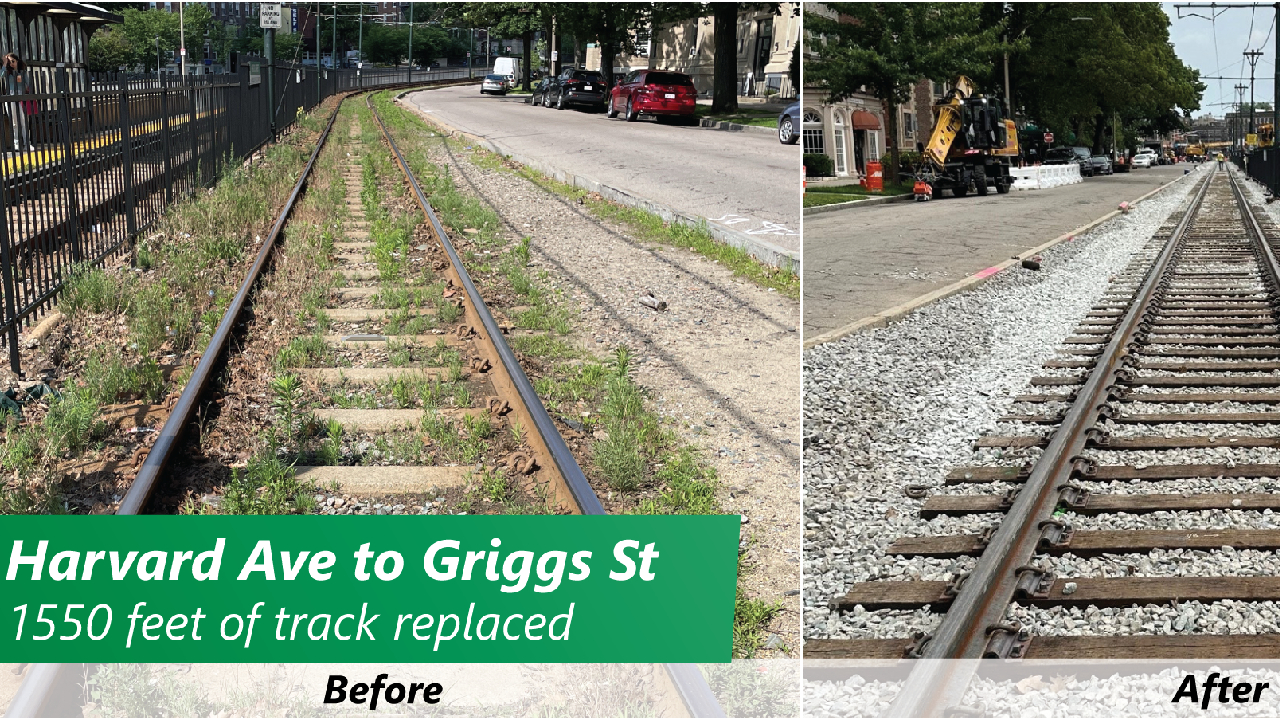 MBTA's Harvard Avenue to Griggs Street before/after.