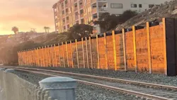 The wall built to protect the rail line below the Casa Romantica slope. The wall built to protect the rail line below the Casa Romantica slope.