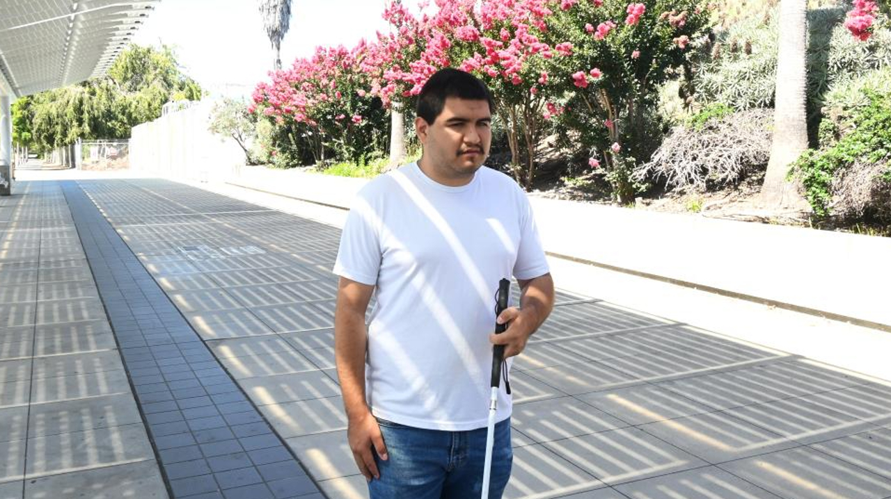 BART intern Erik Huizar poses for a portrait at Union City Station on Sept. 6, 2023.