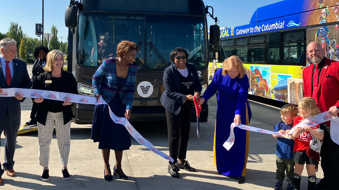 C-TRAN celebrating the grand opening of The Vine on Mill Plain during a ribbon-cutting event Sept 30.
