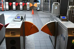 The tactile guideway passing through the accessible fare gate at Union City Station on Sept. 6, 2023. The tactile guideway passing through the accessible fare gate at Union City Station on Sept. 6, 2023.