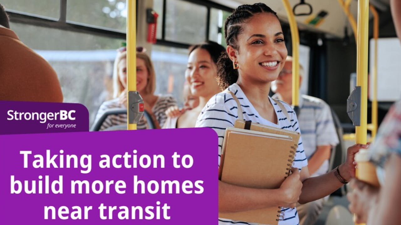 Province of British Columbia introduces legislation to support building more homes near transit hubs graphic.