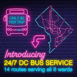 WMATA Metrobus 24/7 service graphic. WMATA Metrobus 24/7 service graphic.
