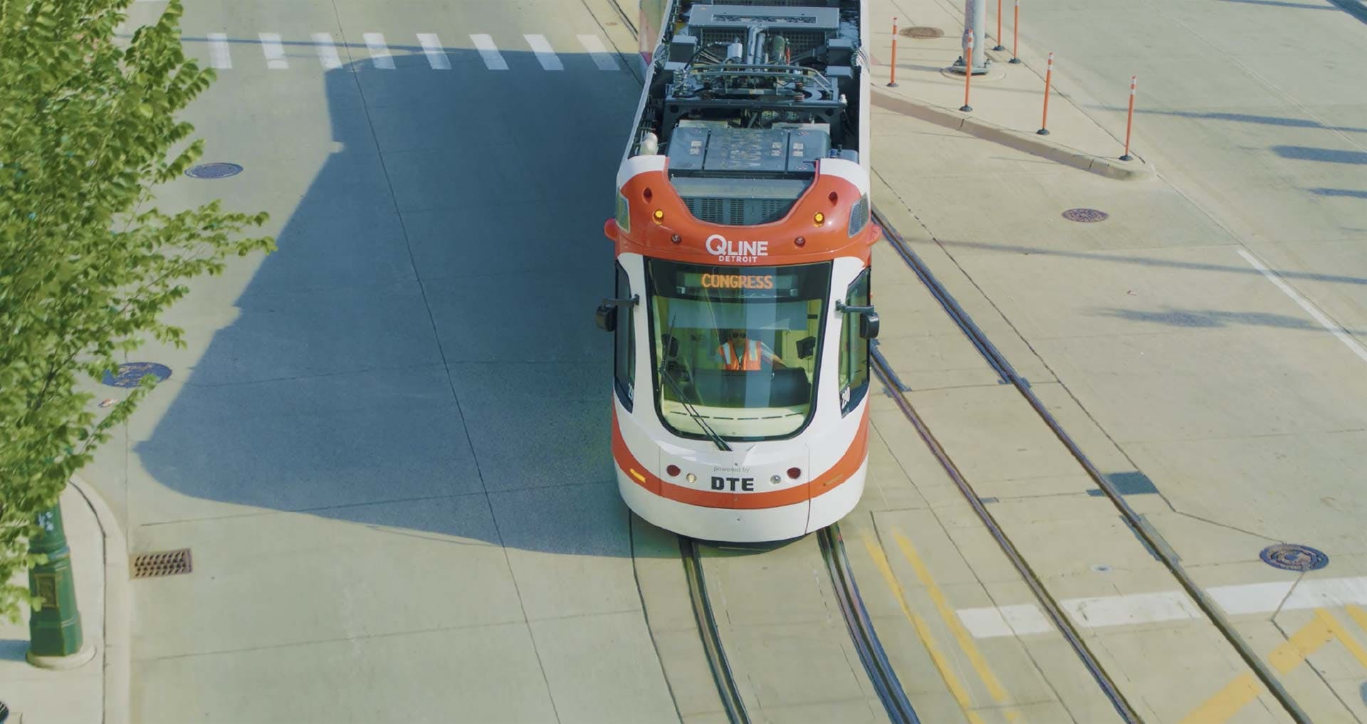 The QLINE is a streetcar service in Detroit, Mich.