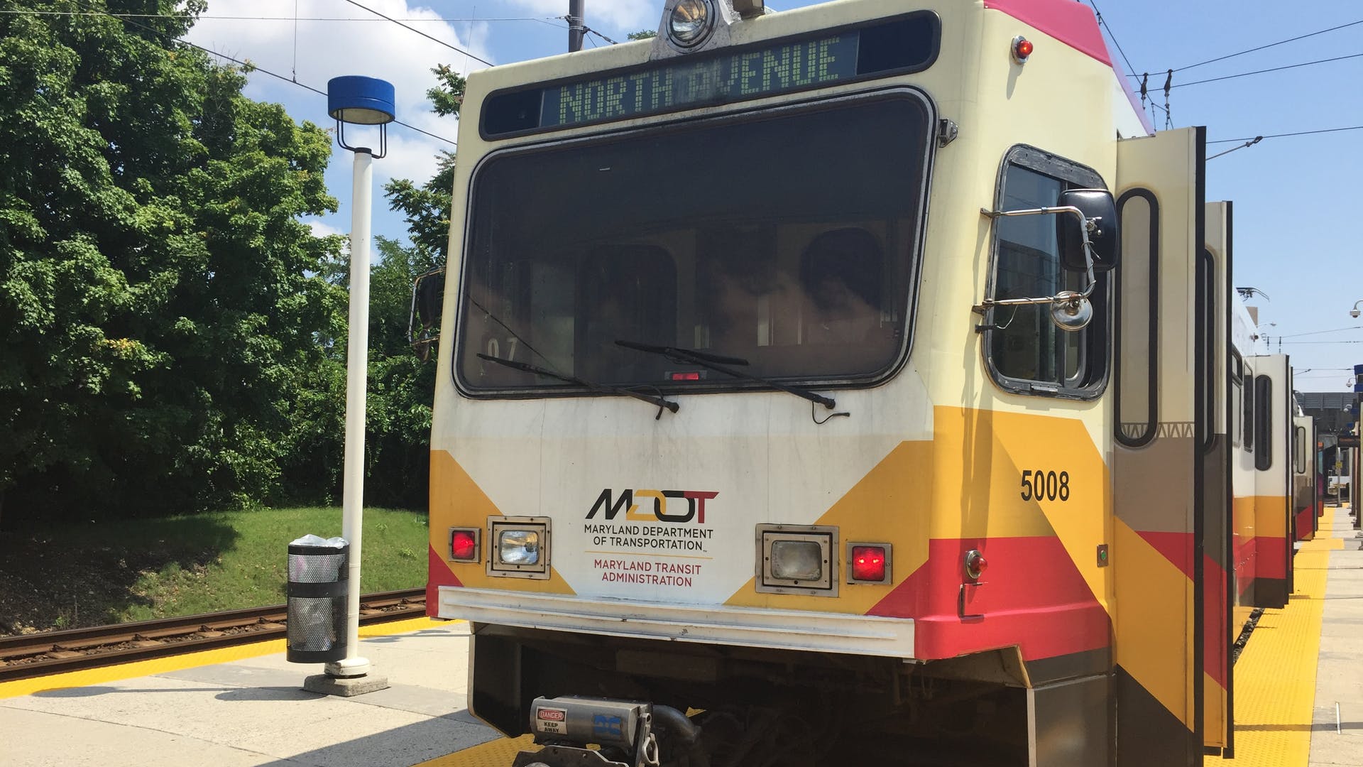 MDOT MTA light-rail vehicle.
