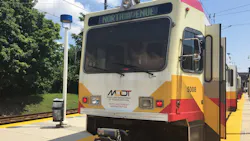 MDOT MTA light-rail vehicle. MDOT MTA light-rail vehicle.
