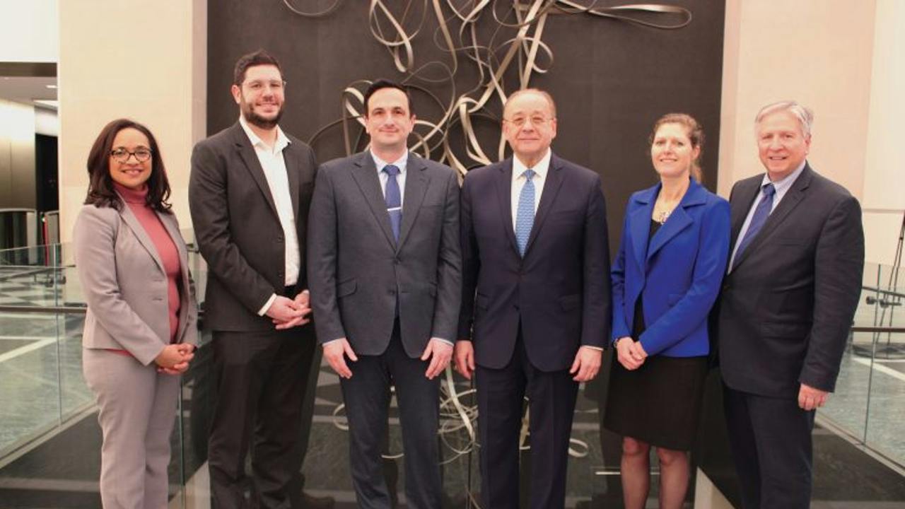 From left: Carita Ducre, APTA vice president &ndash; workforce development and educational services; Simon Minelli, CUTA director &ndash; research, technical services and industry programs; Marco D&rsquo;Angelo; Paul P. Skoutelas; Petra Mollet, APTA vice president &ndash; strategic & international programs and Art Guzzetti, APTA vice president &ndash; mobility initiatives and public policy.