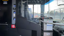 New safety shield on Denver RTD bus. New safety shield on Denver RTD bus.