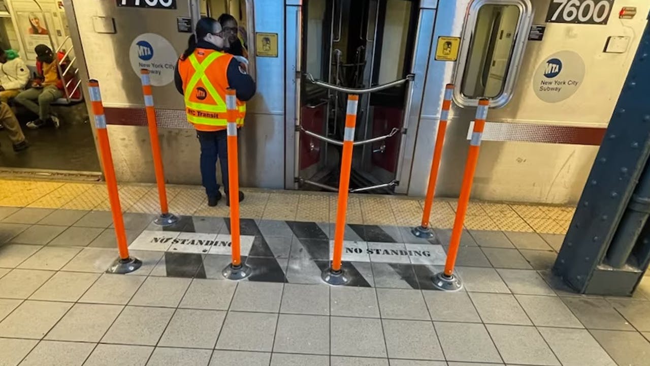 NYC Transit enhances visibility of no-standing zone pilot.