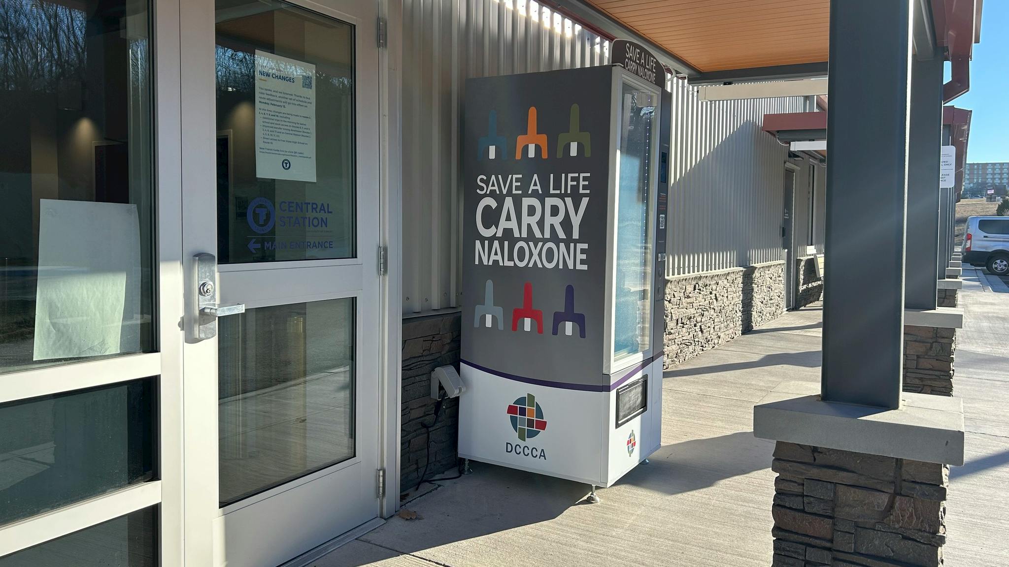 The naloxone vending machine at the Lawrence Transit Central Station is the first in Douglas County, Kan.