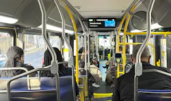 Interior of a WMATA BEB. Interior of a WMATA BEB.