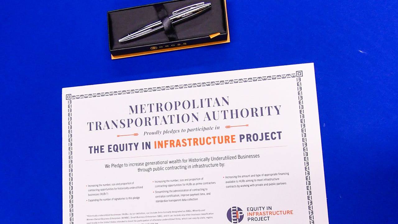 MTA signs 'Equity in Infrastructure Project' Pledge.