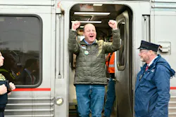 Colorado Gov. Jared Polis, Colorado leaders ride inspection train from Denver to Longmont, Colo. Colorado Gov. Jared Polis, Colorado leaders ride inspection train from Denver to Longmont, Colo.