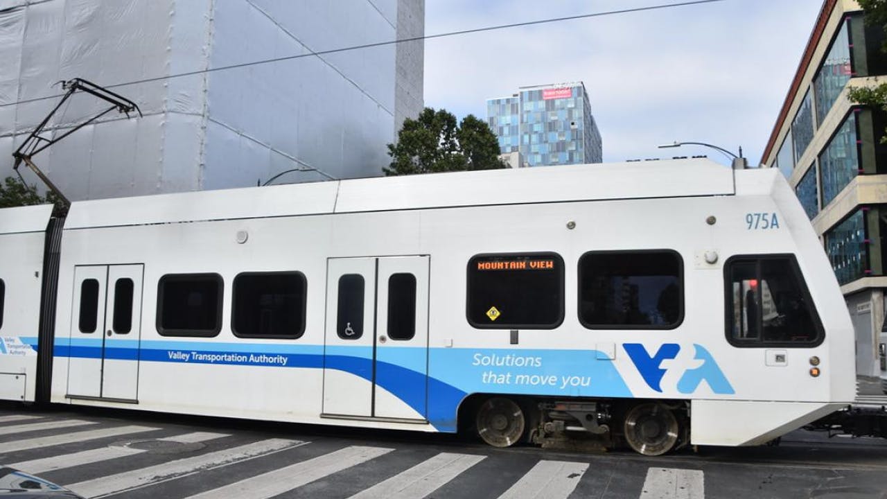 Santa Clara VTA light-rail vehicle.