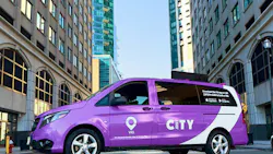 Via's Jersey City microtransit vehicle. Via's Jersey City microtransit vehicle.