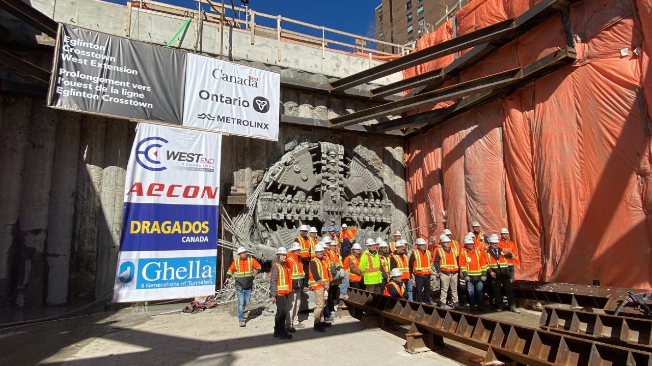 Tunnelling for the Eglinton Crosstown West Extension is a big step closer to completion as Rexy reached its destination.