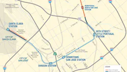 A map of the Santa Clara VTA BART Extension Project. A map of the Santa Clara VTA BART Extension Project.