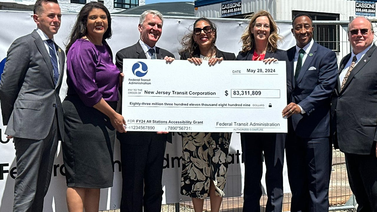 FTA Acting Administrator Veronica Vanterpool presents an $83 million grant to New Jersey Transit for renovations at the Brick Church Station. NJ Transit was one of eight transit agencies to receive grants through the FTA's FY24 All Stations Accessibility Program.
